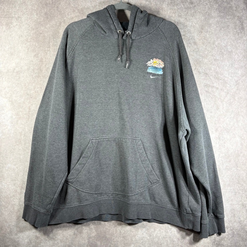 Nike Promise Keeper Hoodie Sweatshirt 2XL Gray Pullover Flower‎ Patch Sunrise